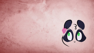 Panda green eyes pink background - chen chi free wallpaper