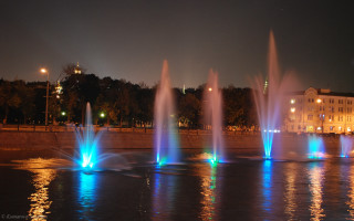 Fountains lake night lights building - cherryl fountain free wallpaper for desktop