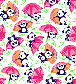 Panda bear umbrella grass smiling - plain free wallpaper
