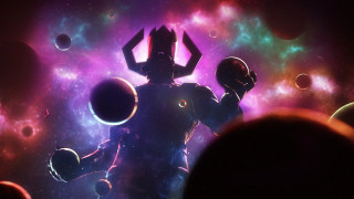 Man space suit surrounded planets - cosmic free wallpaper