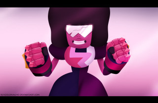 Cartoon pink black fist up - funk art free wallpaper