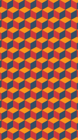 Orange black squares red background - optical illusion free wallpaper for mobile