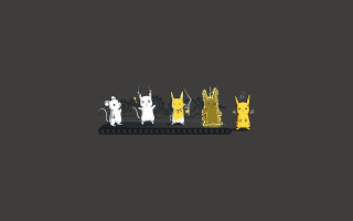 Cats dogs row black background - ascii art free wallpaper