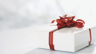 White box red ribbon bow - a white box free wallpaper