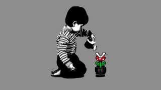 Child sitting floor flower vase - a child free wallpaper