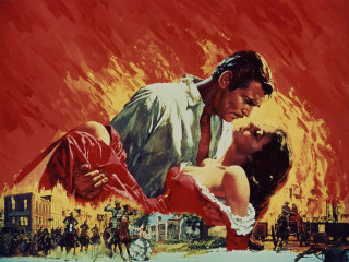 Man woman kissing fire red - carriage free wallpaper