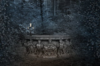 Bench forest candles candle holder - dark shadow free wallpaper