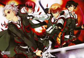 Anime characters swords blood colors 2 - their back free wallpaper for desktop