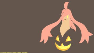 Woman pink hair pumpkin face - spooky free wallpaper