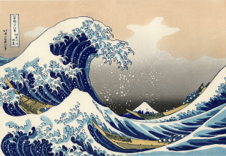 Wave boat sky clouds water 9 - ukiyoe free wallpaper