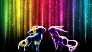 Colorful horses black background rainbow - neon color free wallpaper