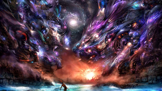 Man standing in front of - alien free wallpaper