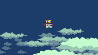 Pixelart personflying plane clouds mountains - pixel art free wallpaper