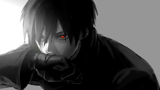 Red eyes black shirt gothic - his arm free wallpaper for desktop