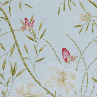 Flower butterfly blue background white - back side free wallpaper