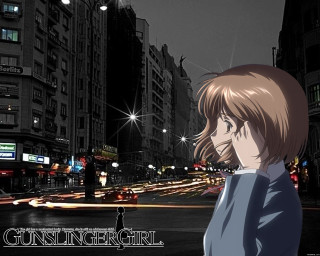 Girl night street city car - the middle of a street free wallpaper