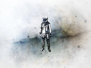 Man space suit fog hands - his foot free wallpaper