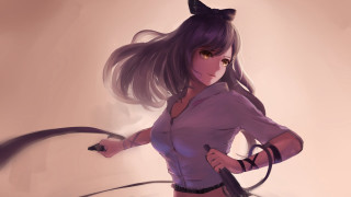 Woman cat ears purple shirt - a cat ear free wallpaper