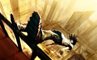 Falling person yellow ledge indoor - ben templesmith free wallpaper