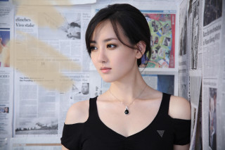 Woman black top wall newspapers - chen jiru free wallpaper