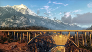 Bridge river mountain background bridge - a bridge over a river free wallpaper