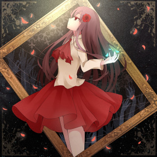 Woman red dress green light - gothic free wallpaper for tablet