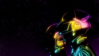 Man neon suit headphones neon - synthwave free wallpaper