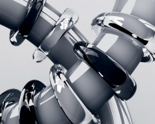 Shiny objects stacked row gray - a white background behind them free wallpaper