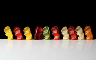 Colorful gummy bears table white - gummy free wallpaper