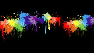 Colorful paint splatters black background 5 - paint splatter free wallpaper