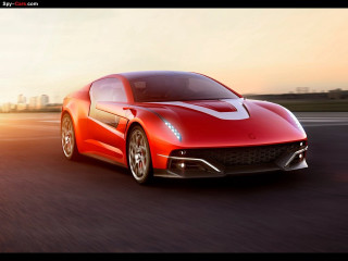 Red sports car sunset city - concept design free wallpaper