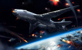 Jet space station rocket aurora - a large jet free wallpaper