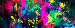 Colorful paint splatters black background 6 - artist free wallpaper