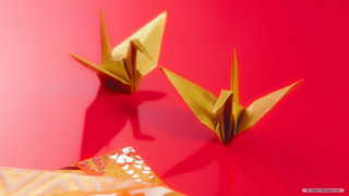 Origami cranes pink red white - image free wallpaper for desktop