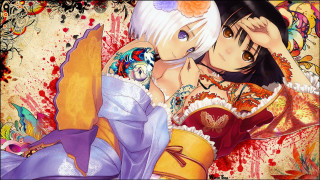 Anime couple kissing blood splatter - blood splatter free wallpaper