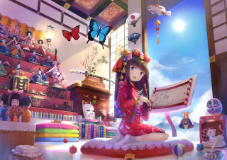 Girl bed toys bookcase butterfly - artgerm free wallpaper