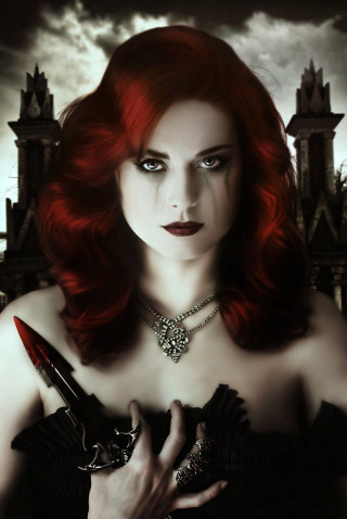 Red hair woman knife castle - a knife free wallpaper for mobile