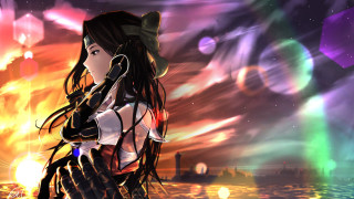 Woman long hair colorful background 2 - global free wallpaper for desktop