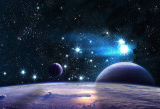 Planet view space stars bright - a view of a planet free wallpaper