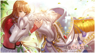 Woman red dress holding white - a white horse free wallpaper for desktop