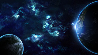 Space planet starfield aurora astronaut - a space scene free wallpaper for desktop