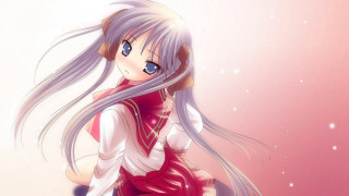 Anime girl white hair blue 15 - long white hair free wallpaper