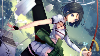 Woman bow arrow cartoon sky - half free wallpaper