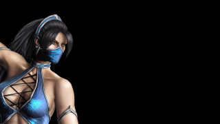 Woman blue outfit mask black - chen chi free wallpaper