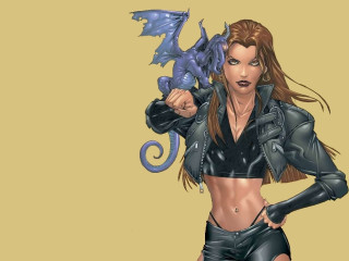 Woman leather dragon shoulder jacket - a leather outfit free wallpaper