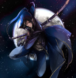 Person sword full moon stars - ufotable free wallpaper for tablet