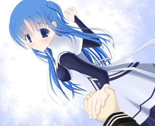Blue hair anime girl snowflakes - the background and snow free wallpaper