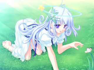 Girl laying ground star fish - a star free wallpaper