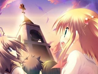 Anime girls tower cat friends - a tower free wallpaper