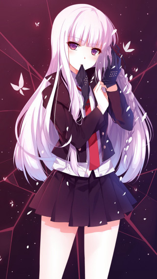 White hair girl gun purple - free stars wallpaper